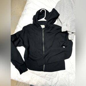 Cropped zipper hoodie